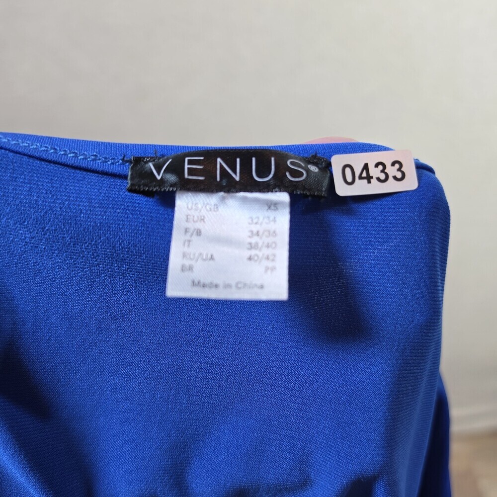 Venus Blue Draped Tunic Top Sleeveless Ruched Front Blouse Womens XS - Picture 2 of 8